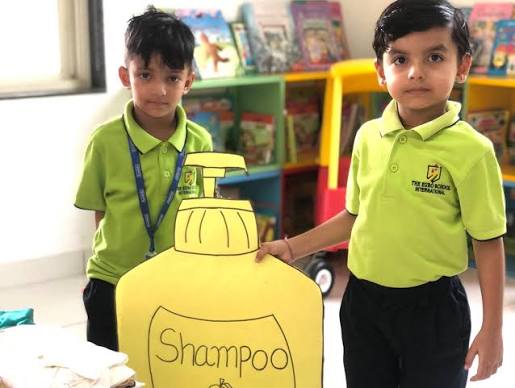 Children learning about personal hygiene products